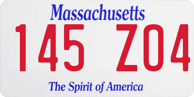 MA license plate 145ZO4