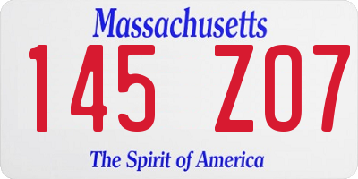 MA license plate 145ZO7