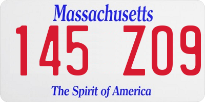MA license plate 145ZO9