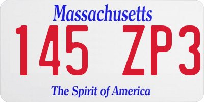 MA license plate 145ZP3