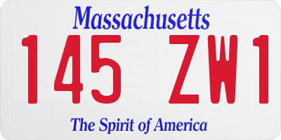 MA license plate 145ZW1