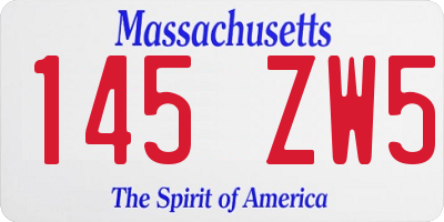 MA license plate 145ZW5
