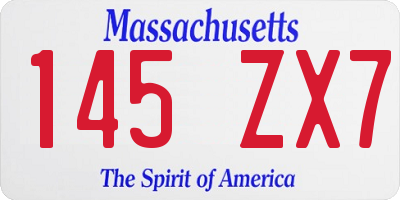 MA license plate 145ZX7