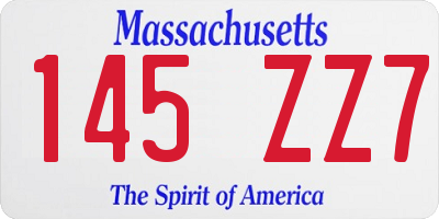 MA license plate 145ZZ7