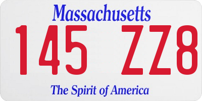 MA license plate 145ZZ8