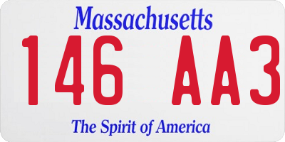 MA license plate 146AA3