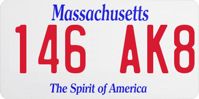 MA license plate 146AK8
