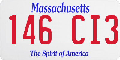 MA license plate 146CI3