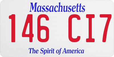 MA license plate 146CI7