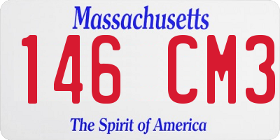 MA license plate 146CM3
