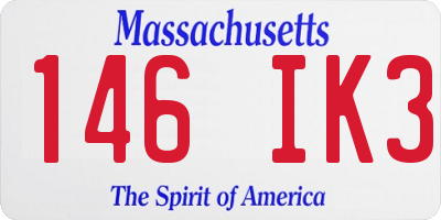 MA license plate 146IK3