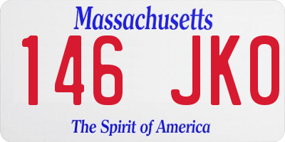 MA license plate 146JK0