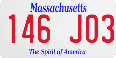 MA license plate 146JO3