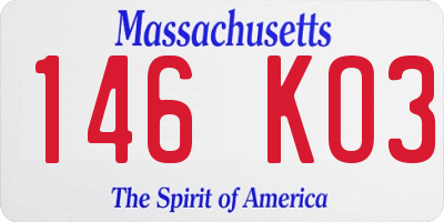 MA license plate 146KO3