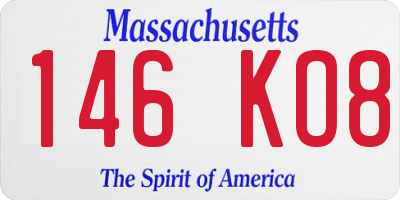MA license plate 146KO8