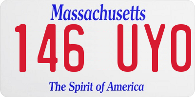 MA license plate 146UY0