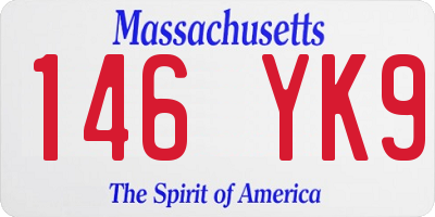 MA license plate 146YK9