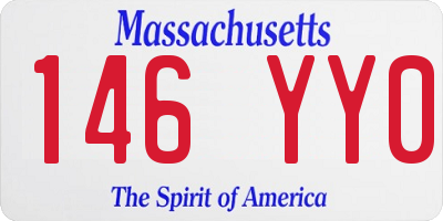 MA license plate 146YY0