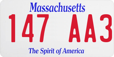 MA license plate 147AA3