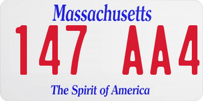 MA license plate 147AA4
