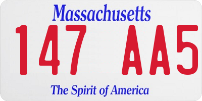 MA license plate 147AA5