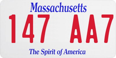 MA license plate 147AA7