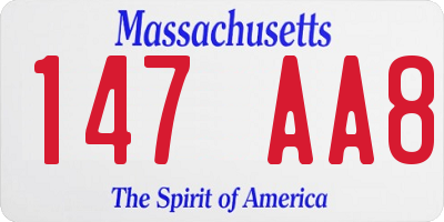 MA license plate 147AA8