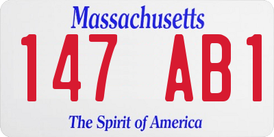 MA license plate 147AB1