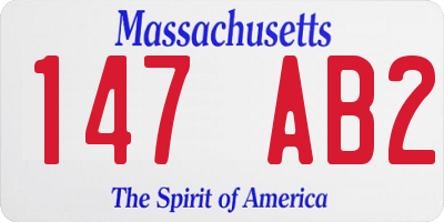 MA license plate 147AB2