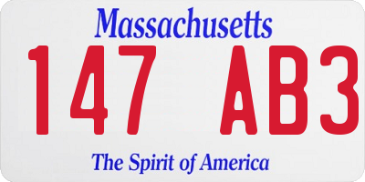 MA license plate 147AB3