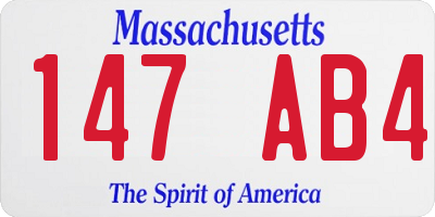 MA license plate 147AB4