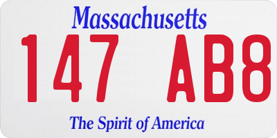 MA license plate 147AB8