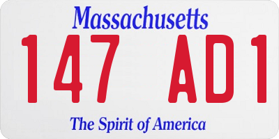 MA license plate 147AD1