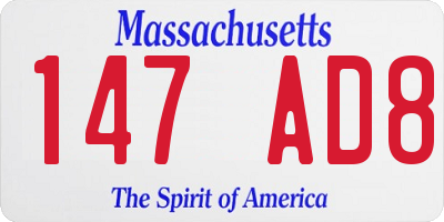 MA license plate 147AD8