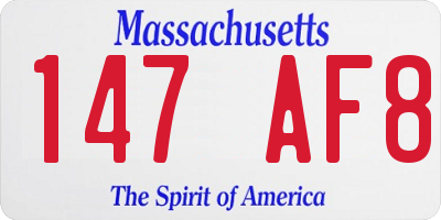 MA license plate 147AF8