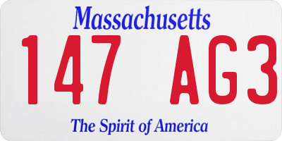 MA license plate 147AG3