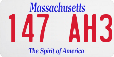 MA license plate 147AH3
