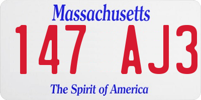 MA license plate 147AJ3