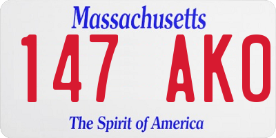 MA license plate 147AK0