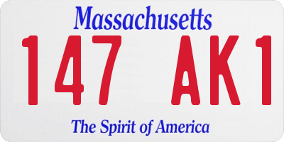 MA license plate 147AK1