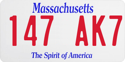 MA license plate 147AK7