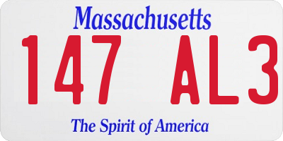 MA license plate 147AL3