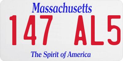 MA license plate 147AL5