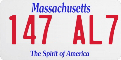 MA license plate 147AL7