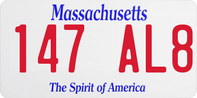 MA license plate 147AL8