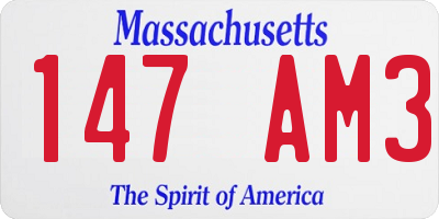 MA license plate 147AM3