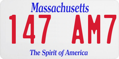 MA license plate 147AM7