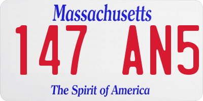 MA license plate 147AN5