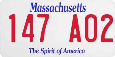 MA license plate 147AO2