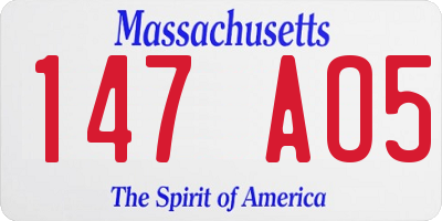 MA license plate 147AO5